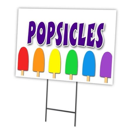 SIGNMISSION Popsicles Yard Sign & Stake outdoor plastic coroplast window, C-1824 Popsicles C-1824 Popsicles